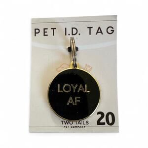 Two Tails Pet Company Loyal AF Personalized Dog ID Tag, Black